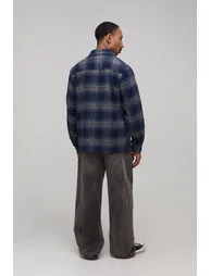 Essential Regular Fit Flannel Long Sleeve Shirt - navy - 1