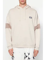 Beige Men's Oversize/Wide-Cut Hoodie - 2