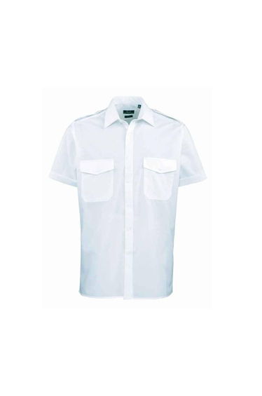 Premier Mens Short-Sleeved Pilot Shirt - Light Blue
