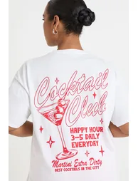 Plus Cocktail Club Printed T Shirt - white - 3