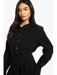 Denim Shirt Dress - black - 3