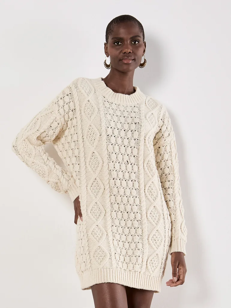 Cable Knit Oversized Jumper Mini Dress - 1