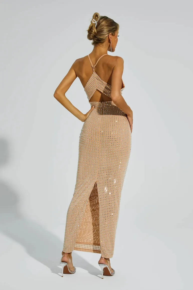 Frederic Beige Cut Out Halter Dress - 2