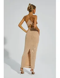 Frederic Beige Cut Out Halter Dress - 2