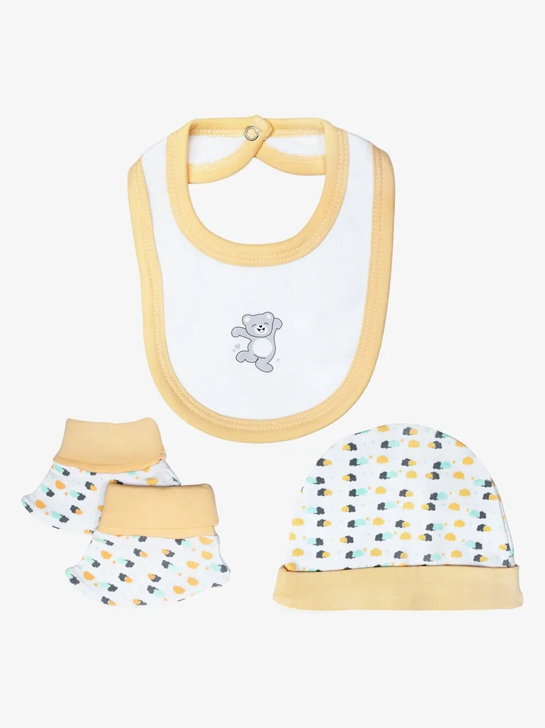 5-Piece 100% Cotton Bib, Romper, Mittens, Cap and Sleepsuit Set - 3