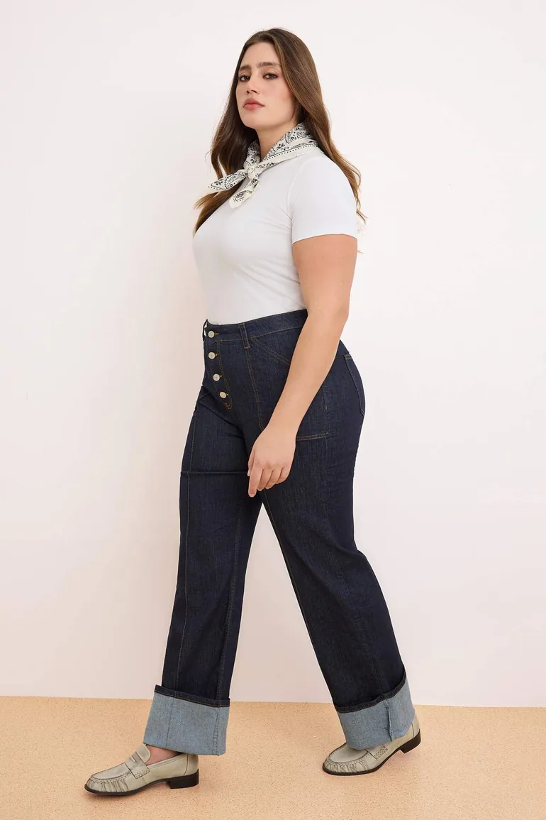 Trendyol Curve Plus Navy Trousers - 4