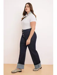 Trendyol Curve Plus Navy Trousers - 4