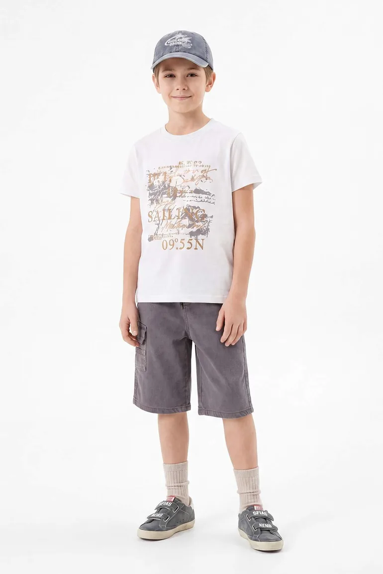 White Plain Knitted Boys' Top and Bottom Set - 8
