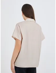 Floral Print Short Sleeve Oversized Shirt - 3