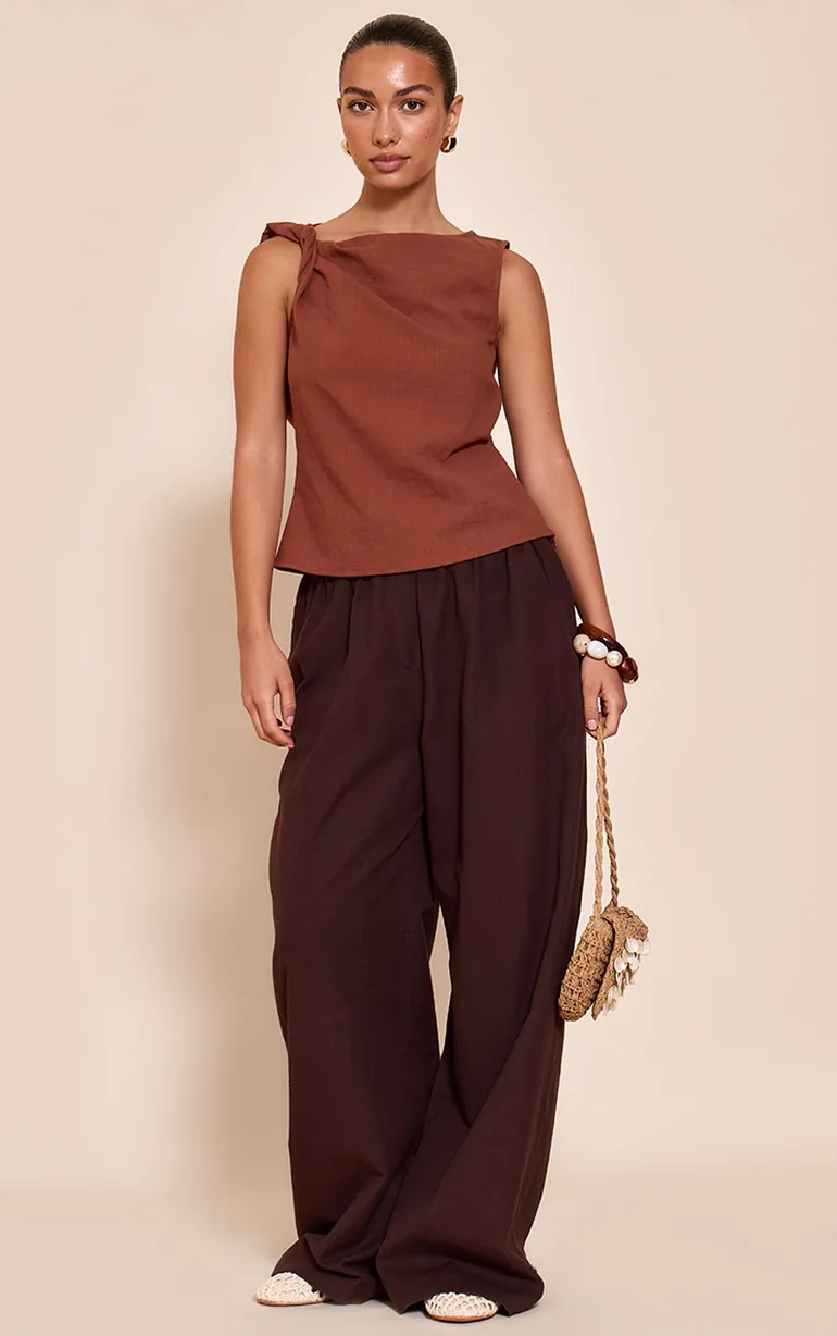 Chocolate Twist Detail Boxy Sleeveless Top - 2