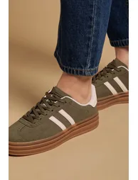 Issie Faux Suede Lace Up Platform Trainers - 3