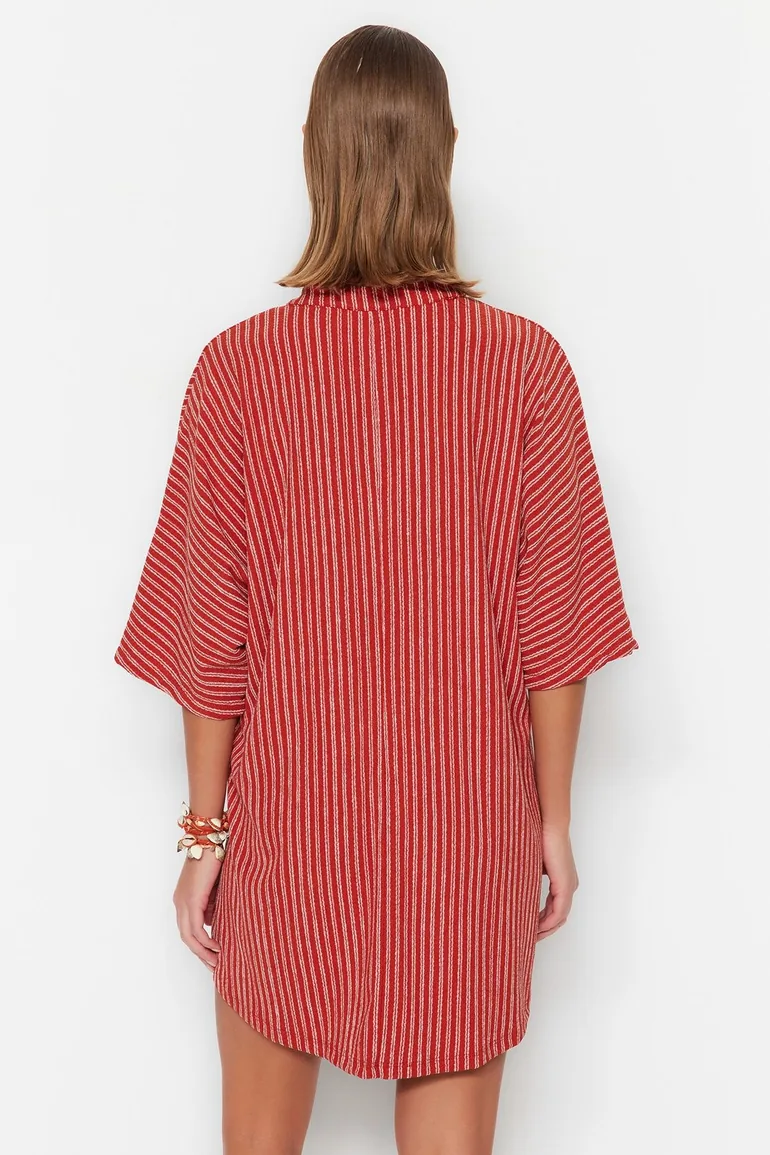 Brown Column Mini Shirt Dress - 10