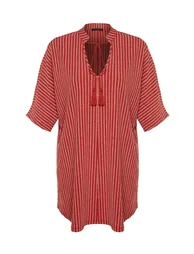Brown Column Mini Shirt Dress - 11