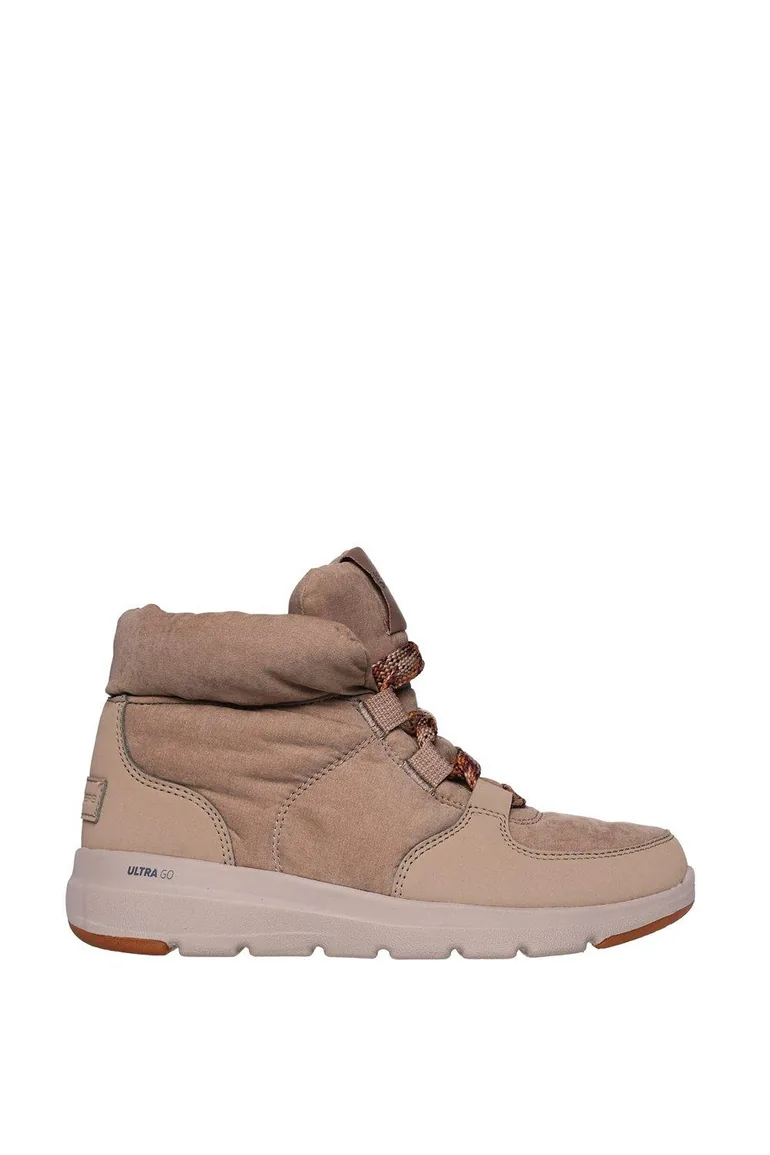 Glacial Ultra Trend Up Nylon Puffy Sneaker Boot With Printed Laces Tan Textile Synthetic