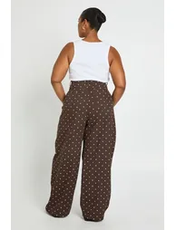 Plus High Waist Polka Dot Barrel Jean - leopard - 2