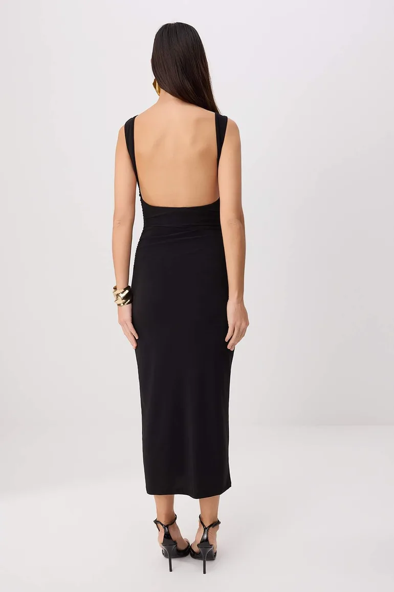 Black Accessory Detailed Maxi Bodycone/Fitted Dress - 3