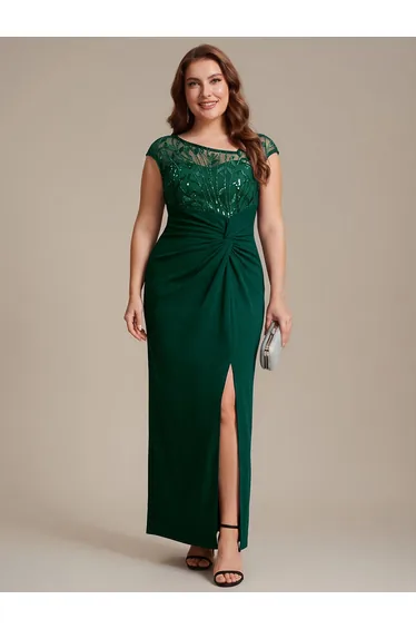 Plus Size Knotted Crepe Wedding Guest Dress
