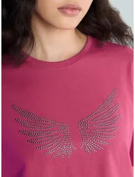 Pink Stud Detailed Oversized T-Shirt - 1