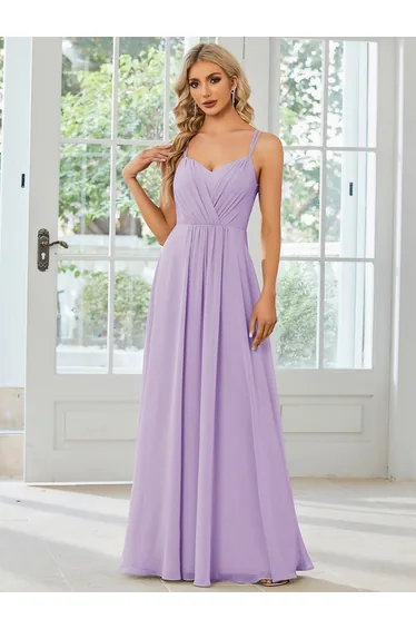 ever RUBY|Convertible Chiffon Lace Open Back Spaghetti Straps Bridesmaid Dress
