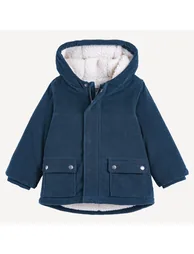 Warm Hooded Corduroy Parka with Sherpa Lining