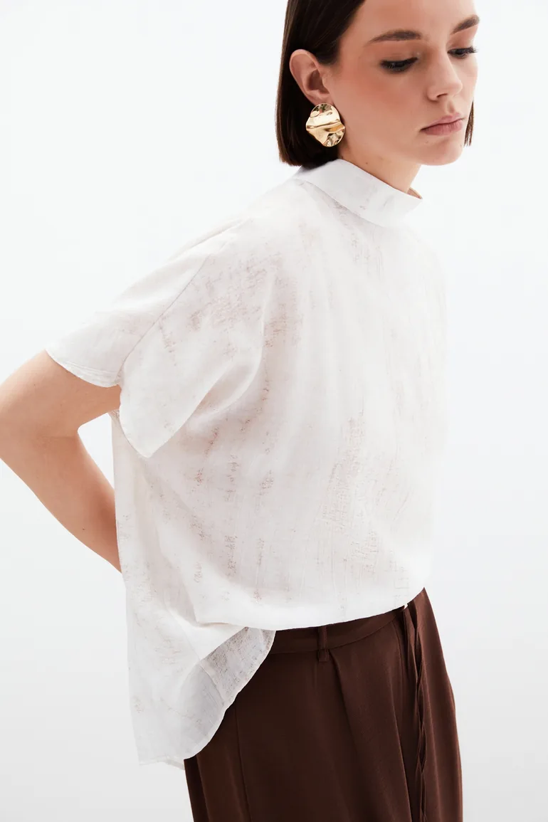 Patterned Loose Blouse - 4