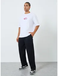 Men White Graphic Print Oversized T-Shirt