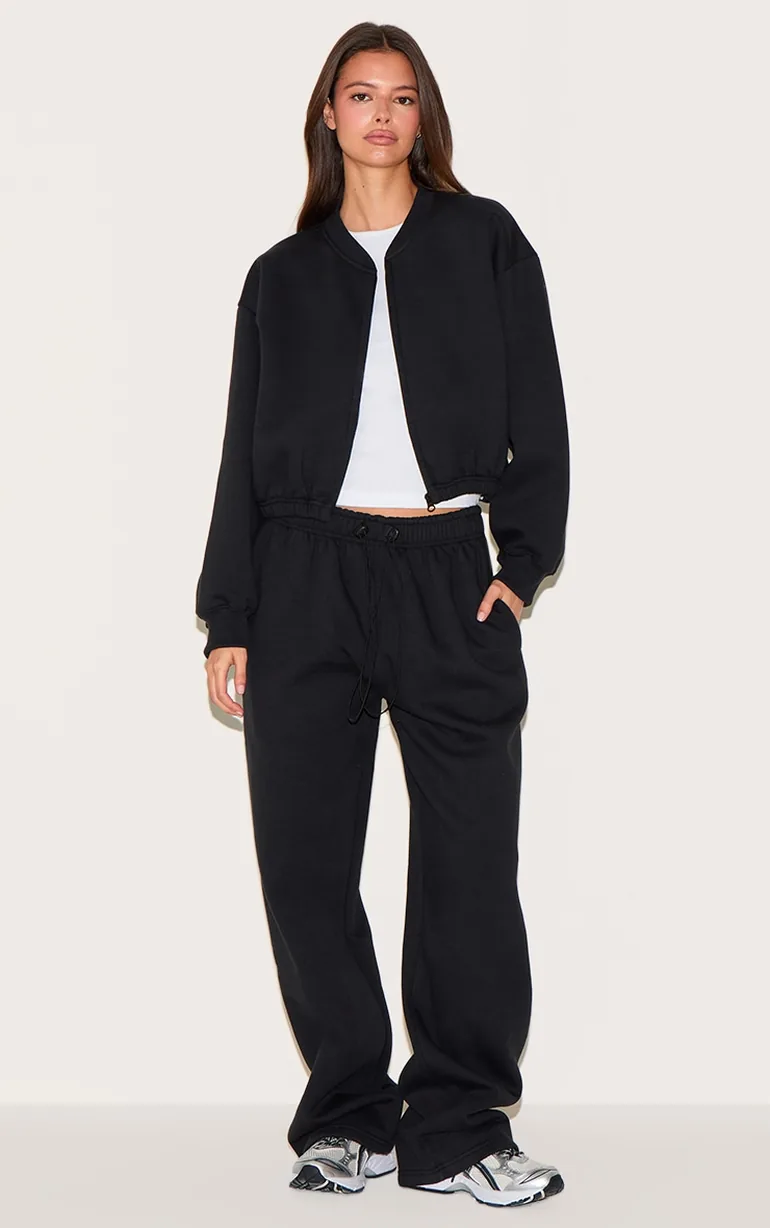 Black Drawcord Hem Oversized Joggers