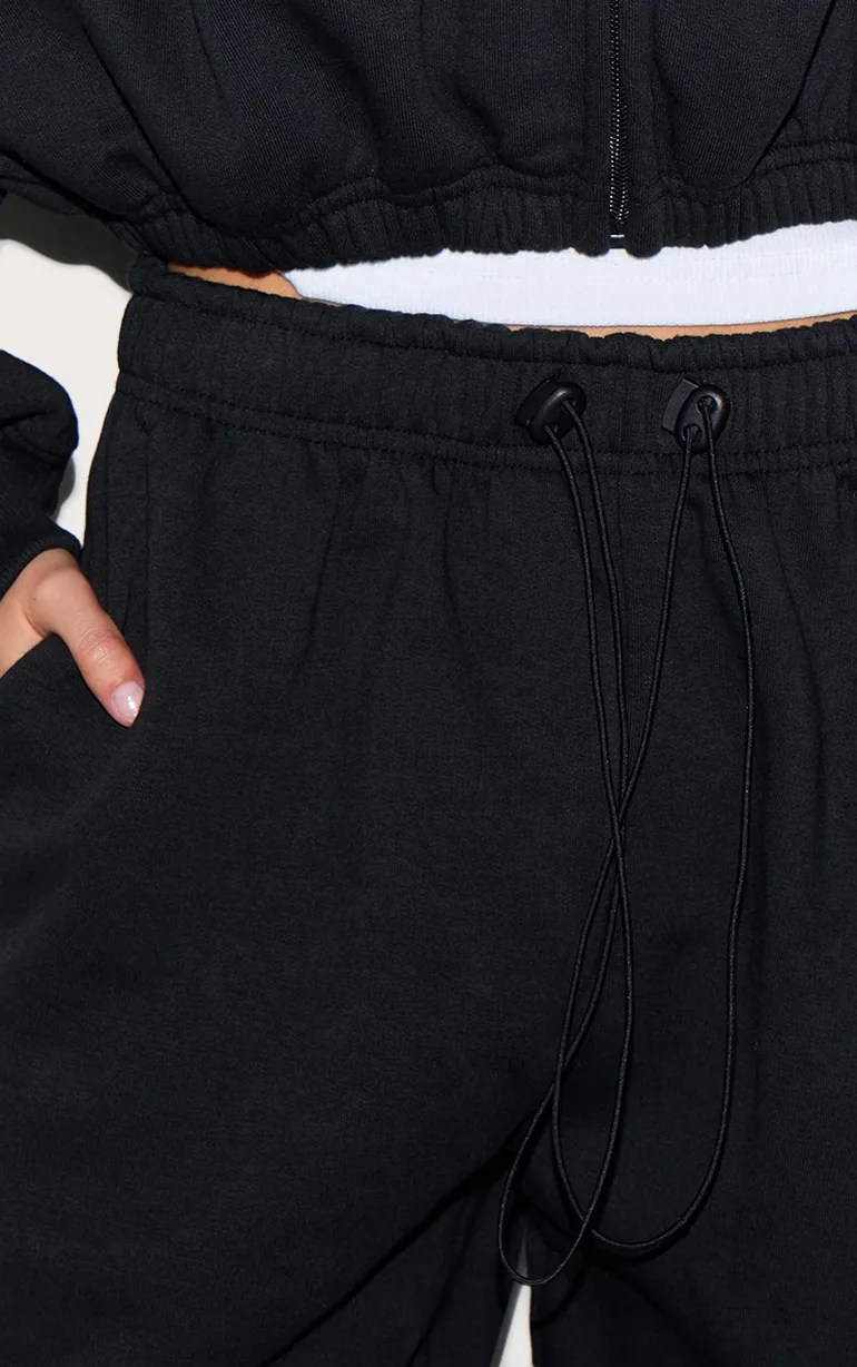 Black Drawcord Hem Oversized Joggers - 3