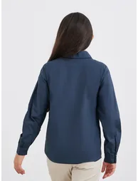 Girls Navy Blue Peter Pan Collar Shirt - 4