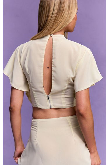 Lemon Chiffon Frill Sleeve Top Co-ord product thumbnail 2