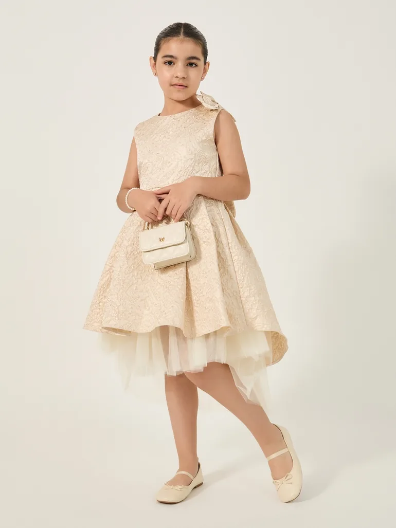 Jacquard Mesh Hem Sleeveless Dress - 1