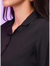 Black Front Tie Up Shirt and Palazzos Co-Ords - 3