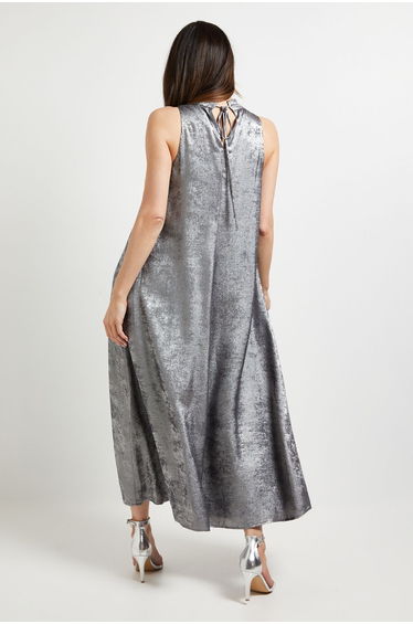 Halterneck Pleated Lame Midaxi Dress product thumbnail 3