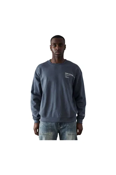 Fiftyfive Mens Back Print Crew Neck Sweatshirt - Blue
