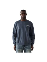 Fiftyfive Mens Back Print Crew Neck Sweatshirt - Blue