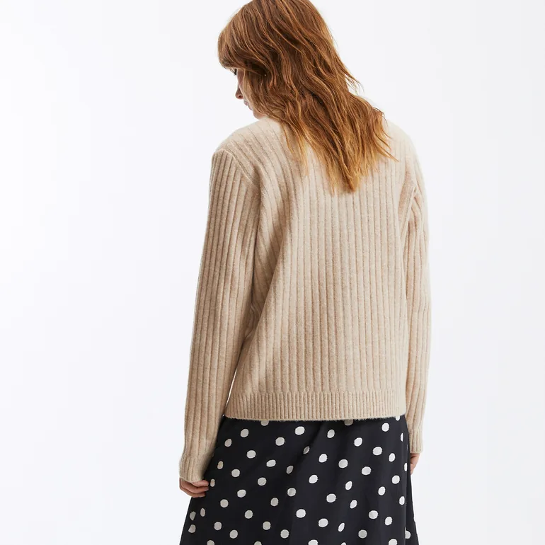 Recycled Ribbed Knit Cardigan - 3
