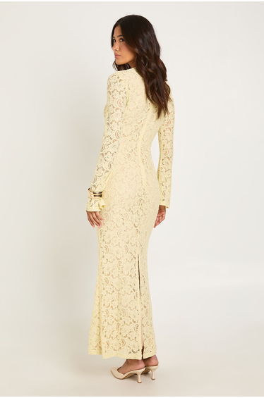 Corded Lace Flared Sleeve Maxi Dress - lemon product thumbnail 2