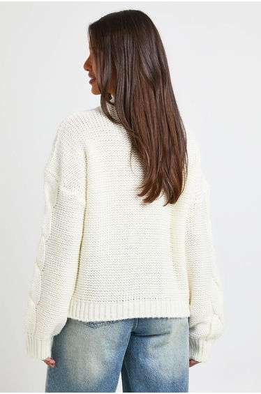 Cable Knit Oversized Jumper - ecru product thumbnail 3
