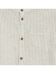 Striped linen blend shirt KHAKI - 2