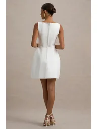 Cheri | White Tailored Sleeveless Mini Dress - 1