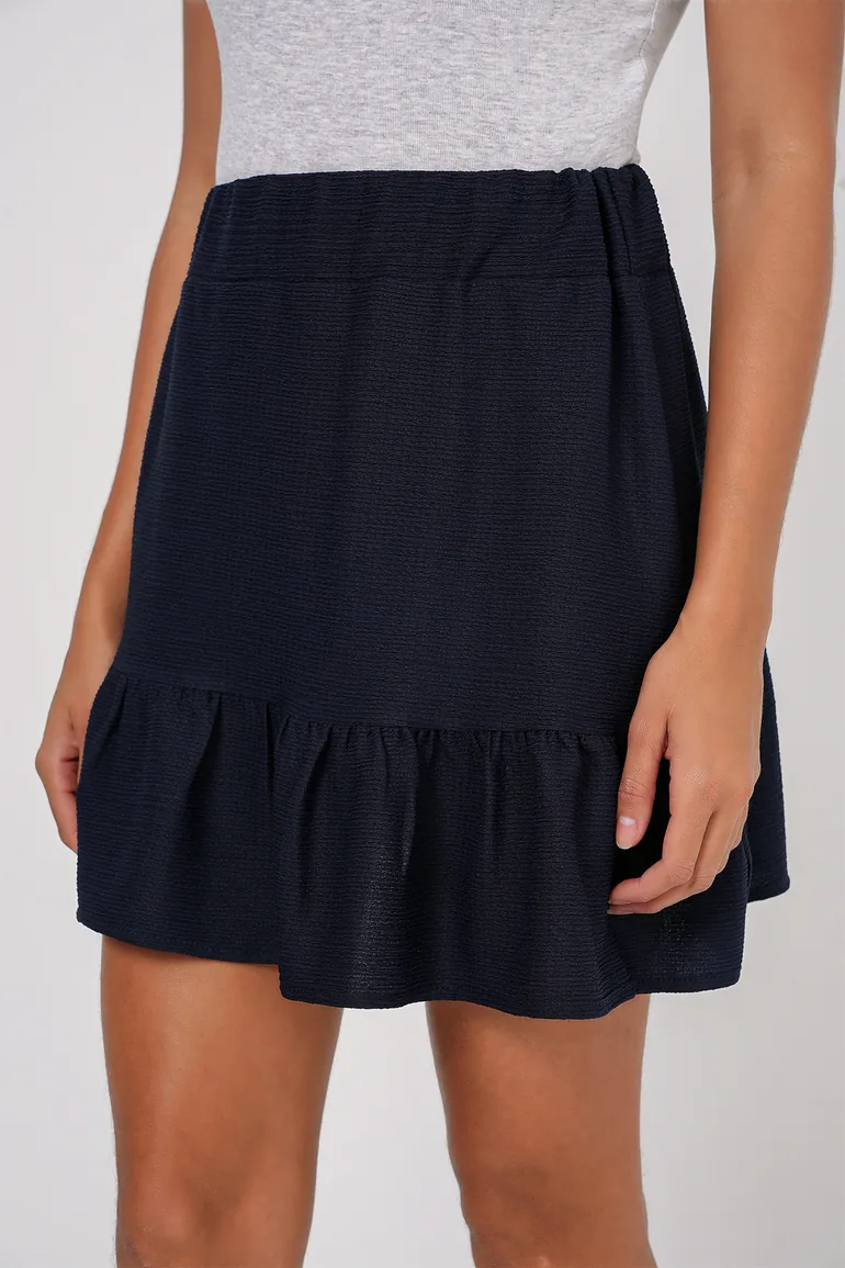 Knitted Mini Skirt - Navy Blue - 4