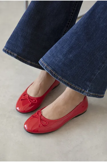Lily Women's Bow Detail Patent Leather Flats