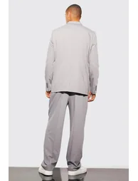 Relaxed Fit Single Breasted Suit Jacket - grey - 1