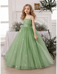 Girls Bow Detail Embellished Maxi Dress
