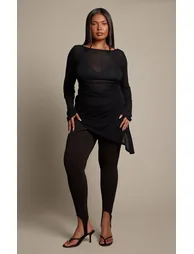 Plus Black Structured Stirrup Stretch Leggings