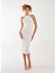 Ribbed Texture Racer Midi Dress - 2