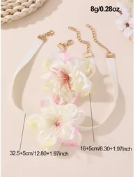 Girls White Flower Charm Necklace and Bracelet Set - 3