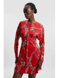 Chain Print Crepe Mini Dress