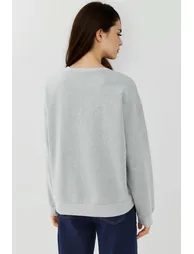 Printed Crew Neck Raised Sweatshirt - 3