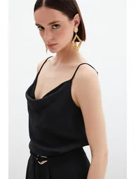 Plunging Neck Flowy Blouse - 4